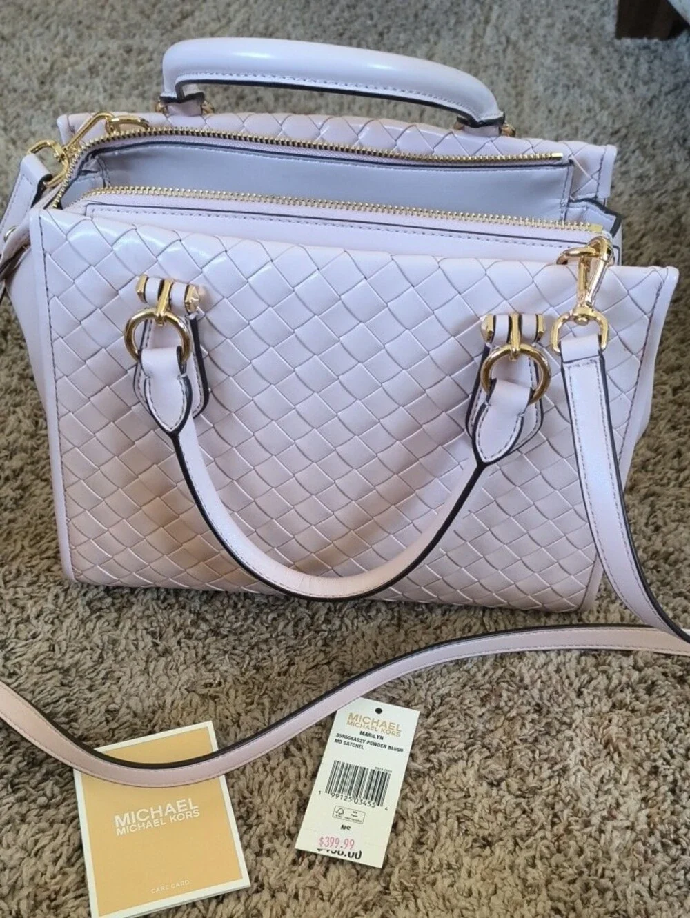 MICHAEL Michael Kors Powder Blush Woven Leather Satchel
